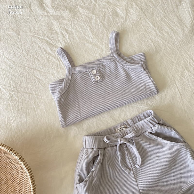 COTTON HOUSE - Korean Children Fashion - #Kfashion4kids - Waffle Sleeveless Bottom Set - 3