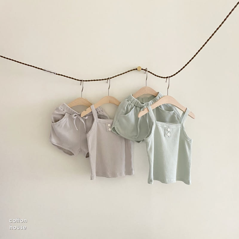 COTTON HOUSE - Korean Children Fashion - #Kfashion4kids - Waffle Sleeveless Bottom Set - 4