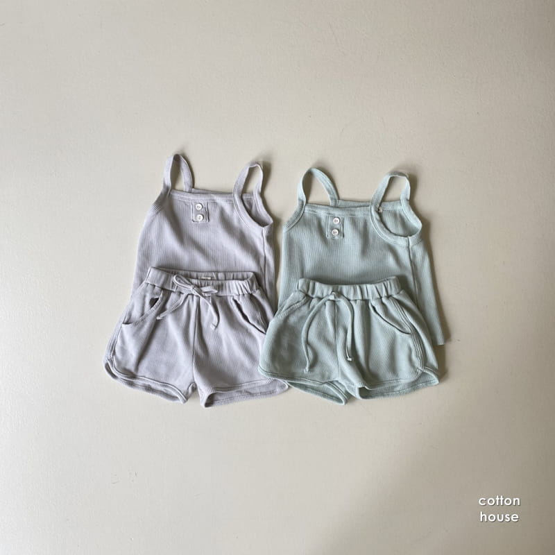 COTTON HOUSE - Korean Children Fashion - #Kfashion4kids - Waffle Sleeveless Bottom Set - 5