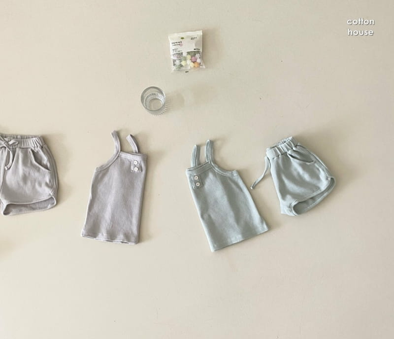 COTTON HOUSE - Korean Children Fashion - #Kfashion4kids - Waffle Sleeveless Bottom Set - 6