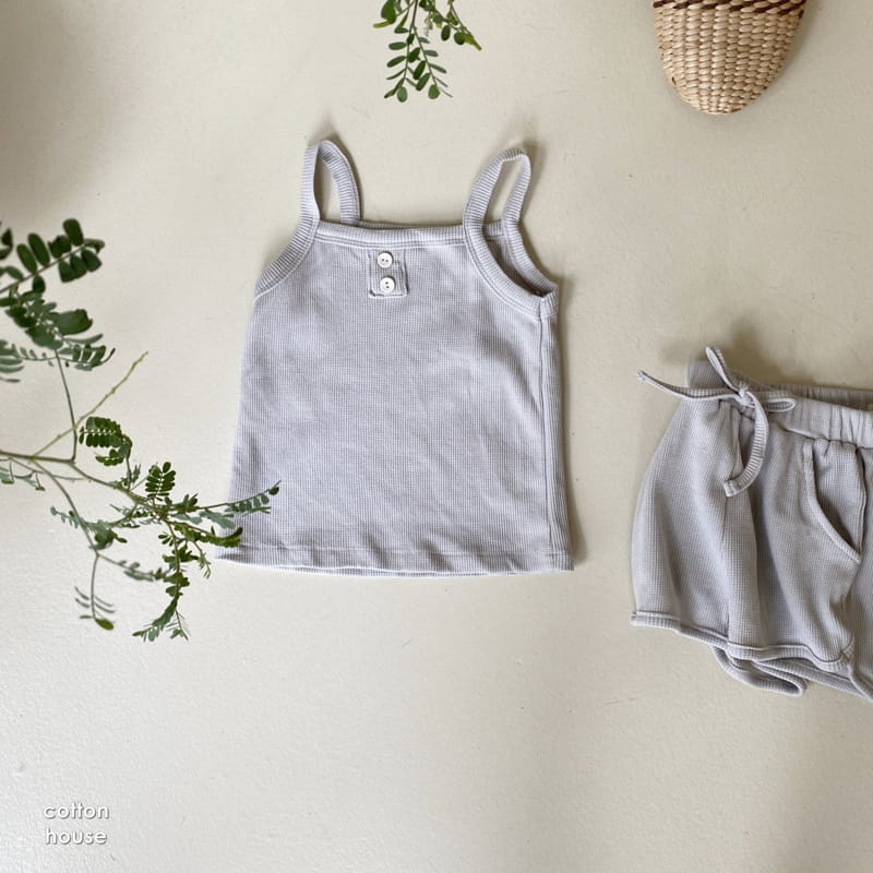 COTTON HOUSE - Korean Children Fashion - #Kfashion4kids - Waffle Sleeveless Bottom Set - 8