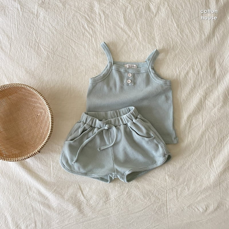 COTTON HOUSE - Korean Children Fashion - #Kfashion4kids - Waffle Sleeveless Bottom Set - 9
