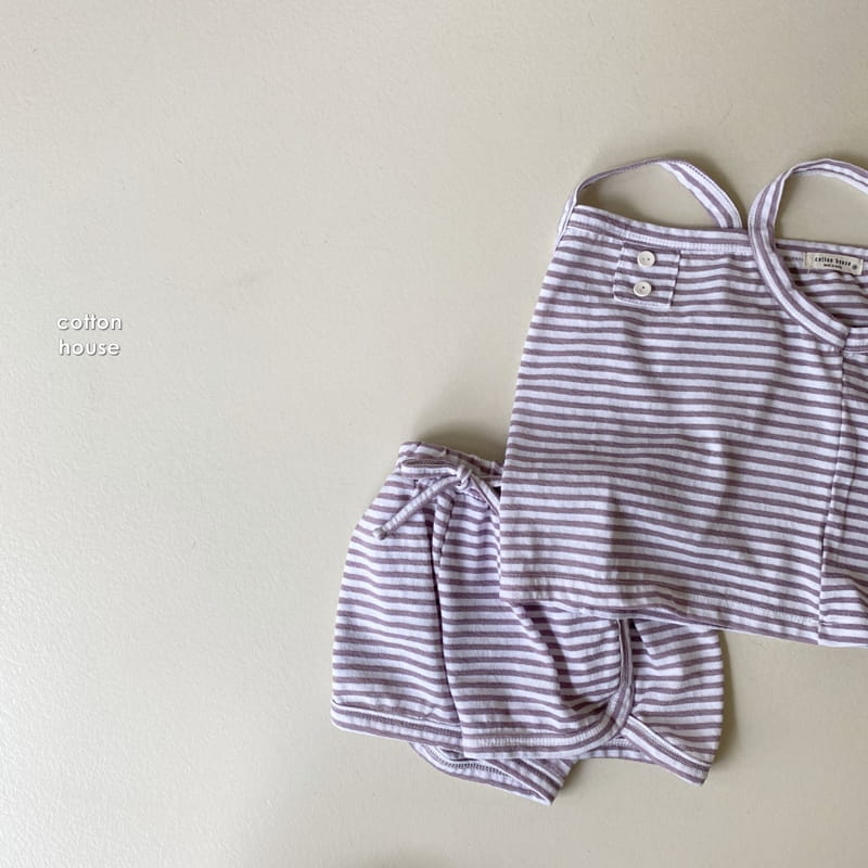 COTTON HOUSE - Korean Children Fashion - #Kfashion4kids - Stripes Sleeveless Bottom Set - 10
