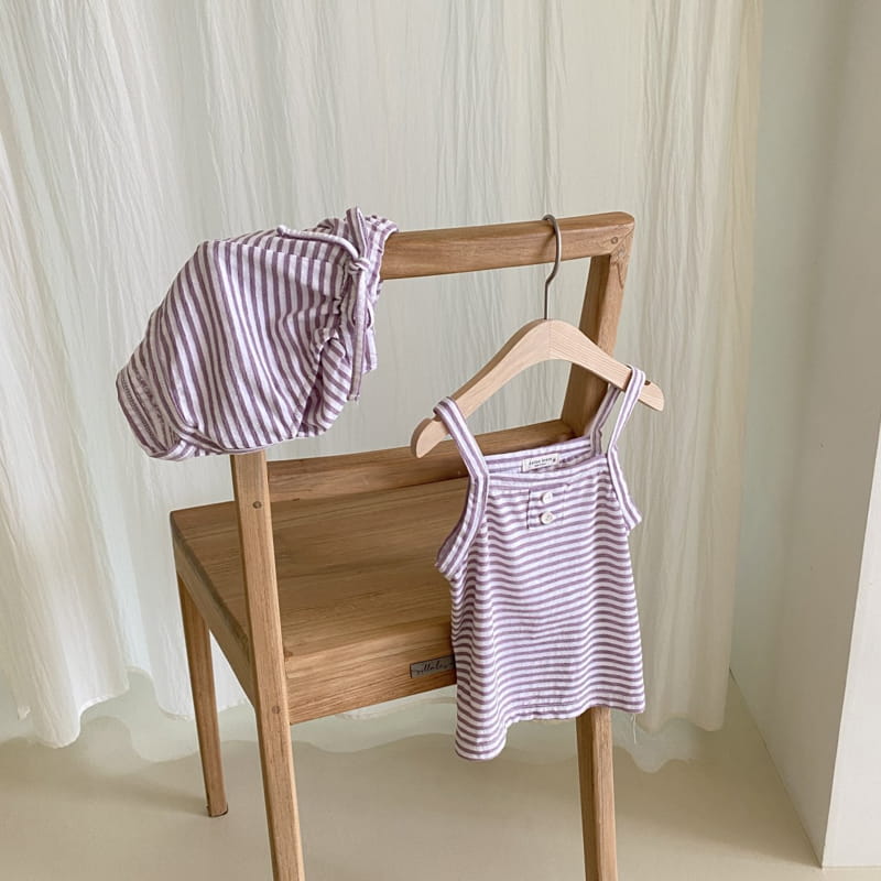 COTTON HOUSE - Korean Children Fashion - #Kfashion4kids - Stripes Sleeveless Bottom Set - 12