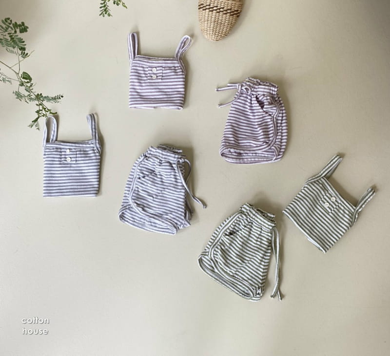 COTTON HOUSE - Korean Children Fashion - #Kfashion4kids - Stripes Sleeveless Bottom Set - 7