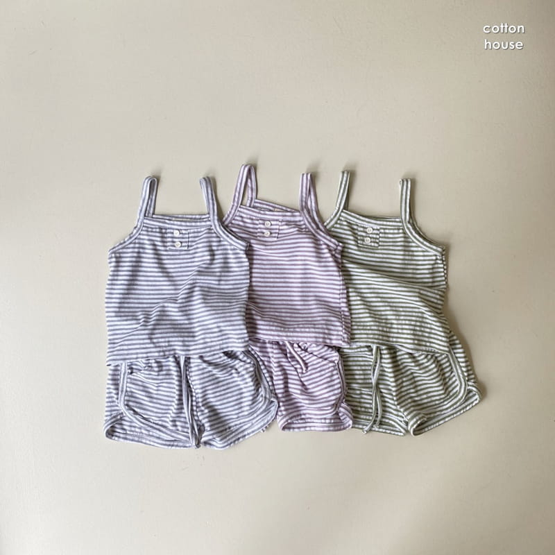 COTTON HOUSE - Korean Children Fashion - #Kfashion4kids - Stripes Sleeveless Bottom Set - 8