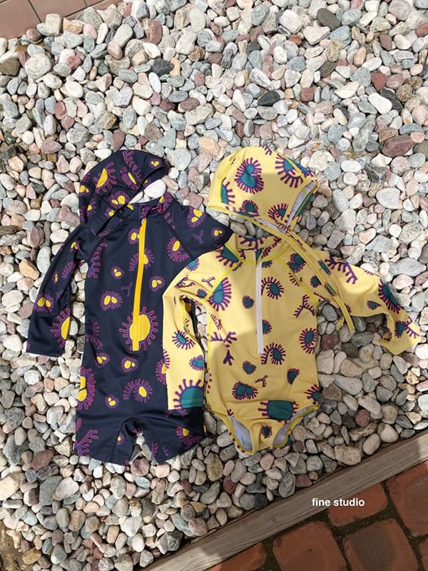 FINE STUDIO - Korean Children Fashion - #Kfashion4kids - Off Swimming Swimwear with Hat - 12