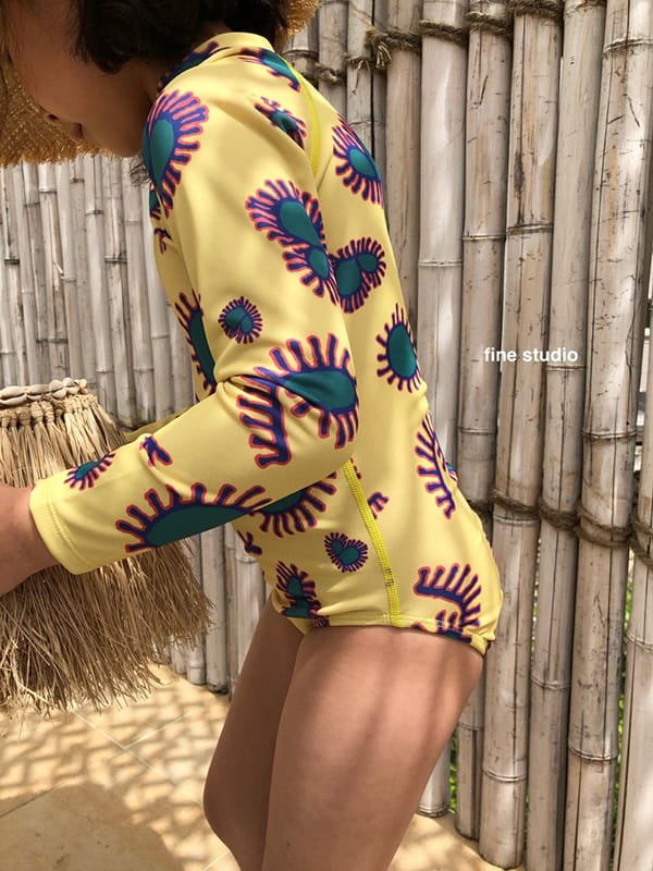 FINE STUDIO - Korean Children Fashion - #Kfashion4kids - Off Swimming Swimwear with Hat - 2