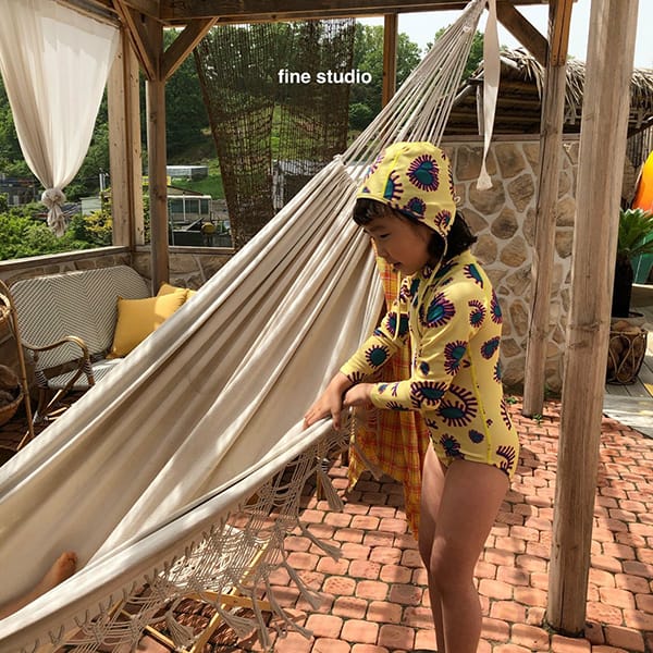 FINE STUDIO - Korean Children Fashion - #Kfashion4kids - Off Swimming Swimwear with Hat - 5