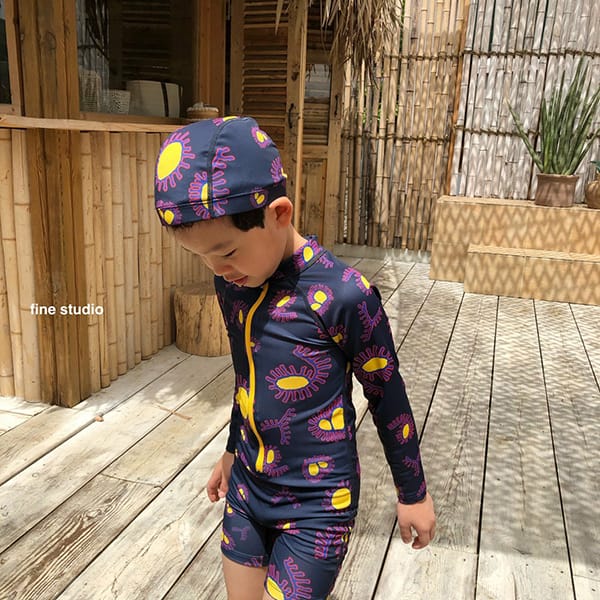 FINE STUDIO - Korean Children Fashion - #Kfashion4kids - Off Swimming Swimwear with Hat - 6