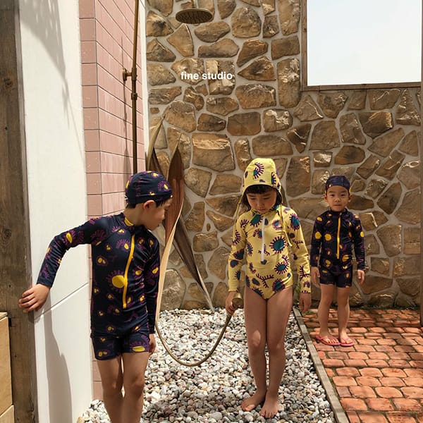 FINE STUDIO - Korean Children Fashion - #Kfashion4kids - Off Swimming Swimwear with Hat - 7