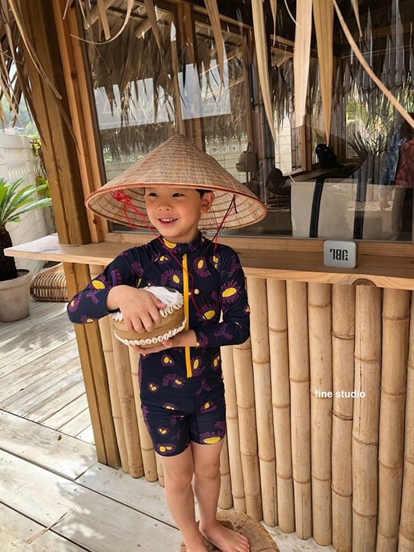 FINE STUDIO - Korean Children Fashion - #Kfashion4kids - Off Swimming Swimwear with Hat - 8