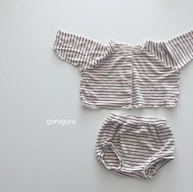 GURU GURU - Korean Children Fashion - #Kfashion4kids - Stripes Top Bottom Set - 10
