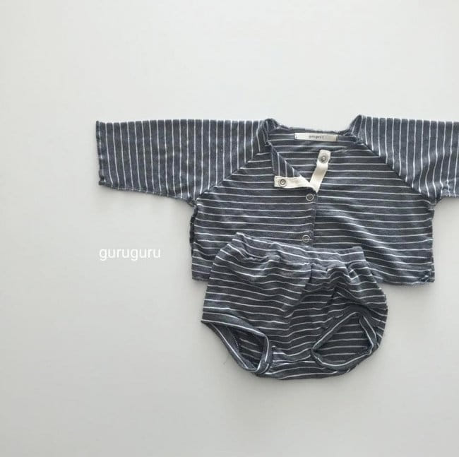 GURU GURU - Korean Children Fashion - #Kfashion4kids - Stripes Top Bottom Set - 3