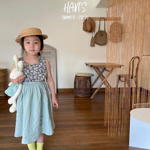 HAN'S - Korean Children Fashion - #Kfashion4kids - Linen Lettering Skirt