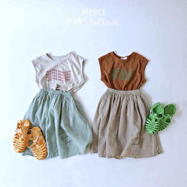 HAN'S - Korean Children Fashion - #Kfashion4kids - Linen Lettering Skirt - 10