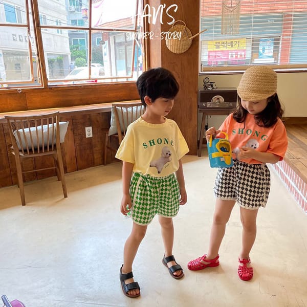 HAN'S - Korean Children Fashion - #Kfashion4kids - Cubic Sewn Shorts