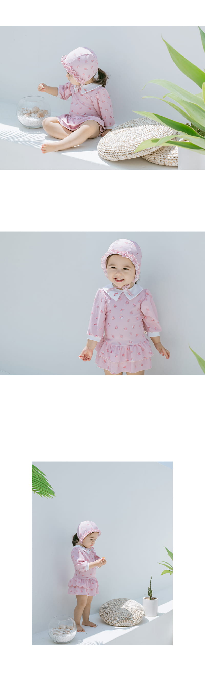 HAPPY PRINCE - Korean Children Fashion - #Kfashion4kids - Flores Rashgaurd Hat Set - 4