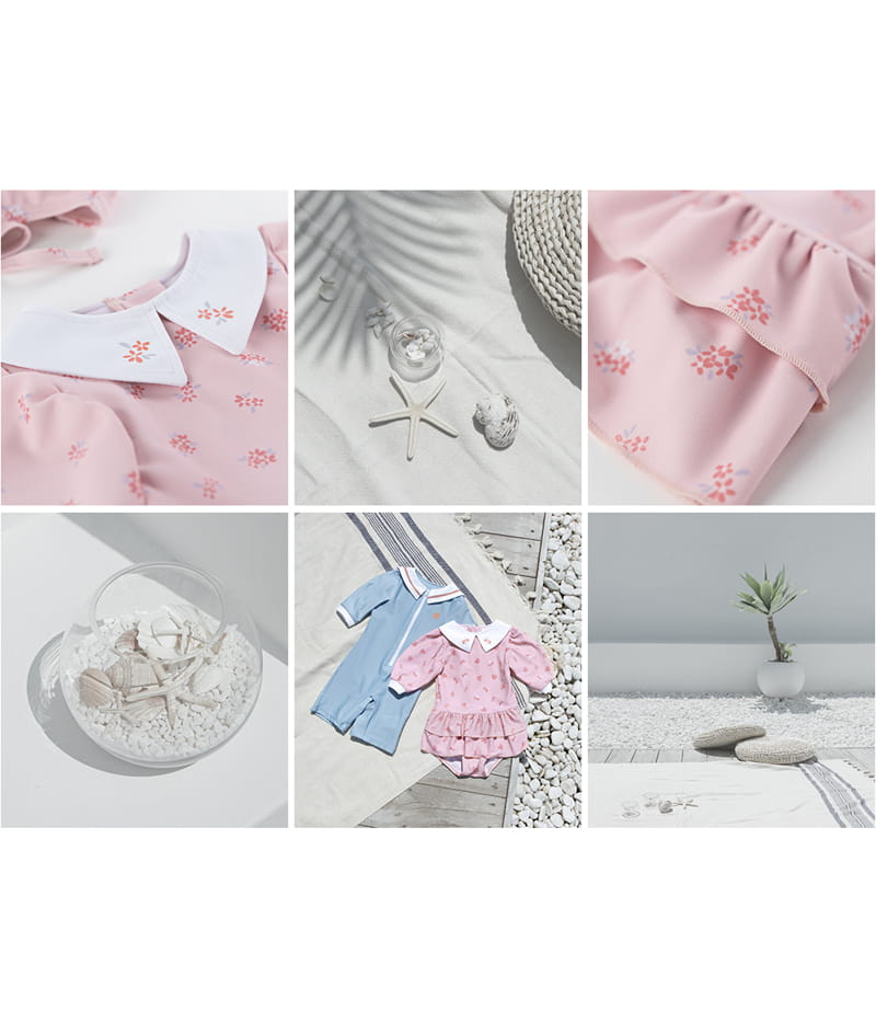 HAPPY PRINCE - Korean Children Fashion - #Kfashion4kids - Flores Rashgaurd Hat Set - 5