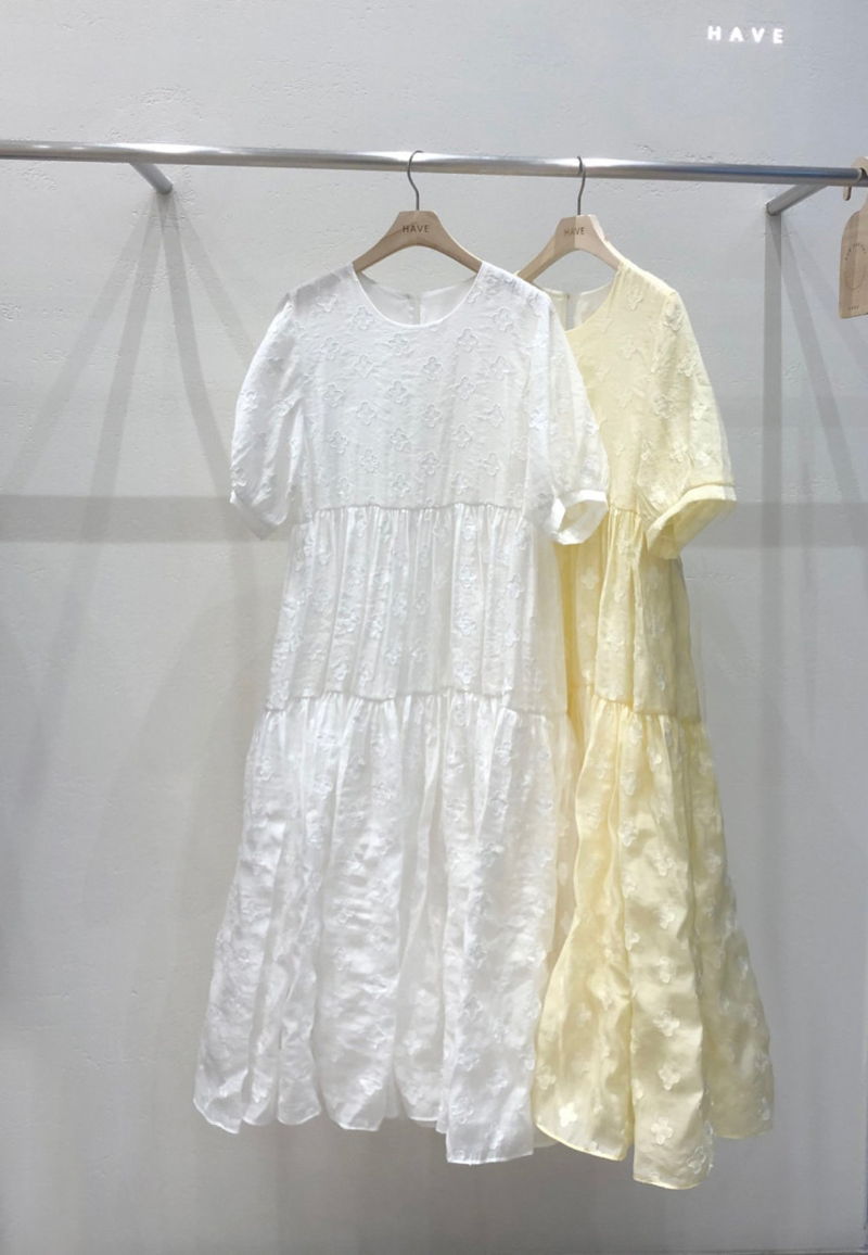 HAVE - Korean Women Fashion - #Kfashion - With Shirring Flower One-piece
