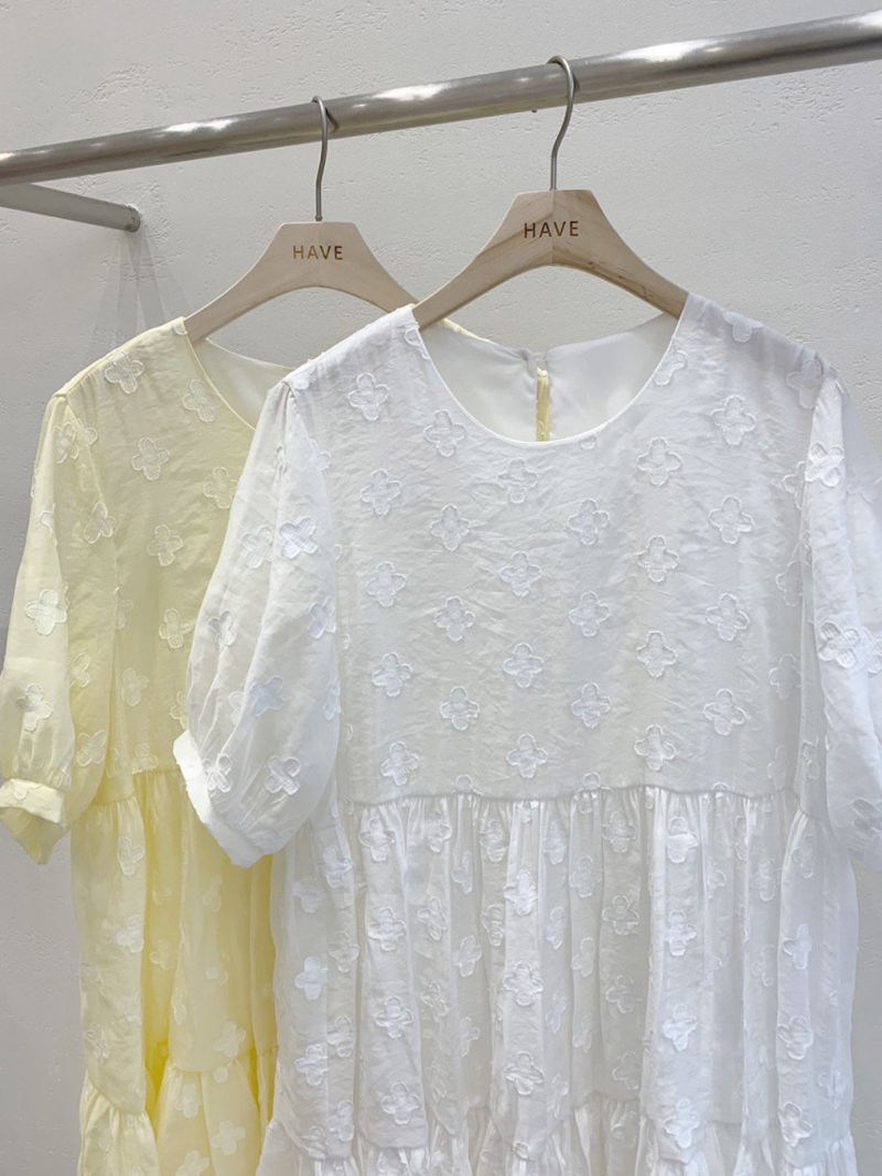 HAVE - Korean Women Fashion - #Kfashion - With Shirring Flower One-piece - 2