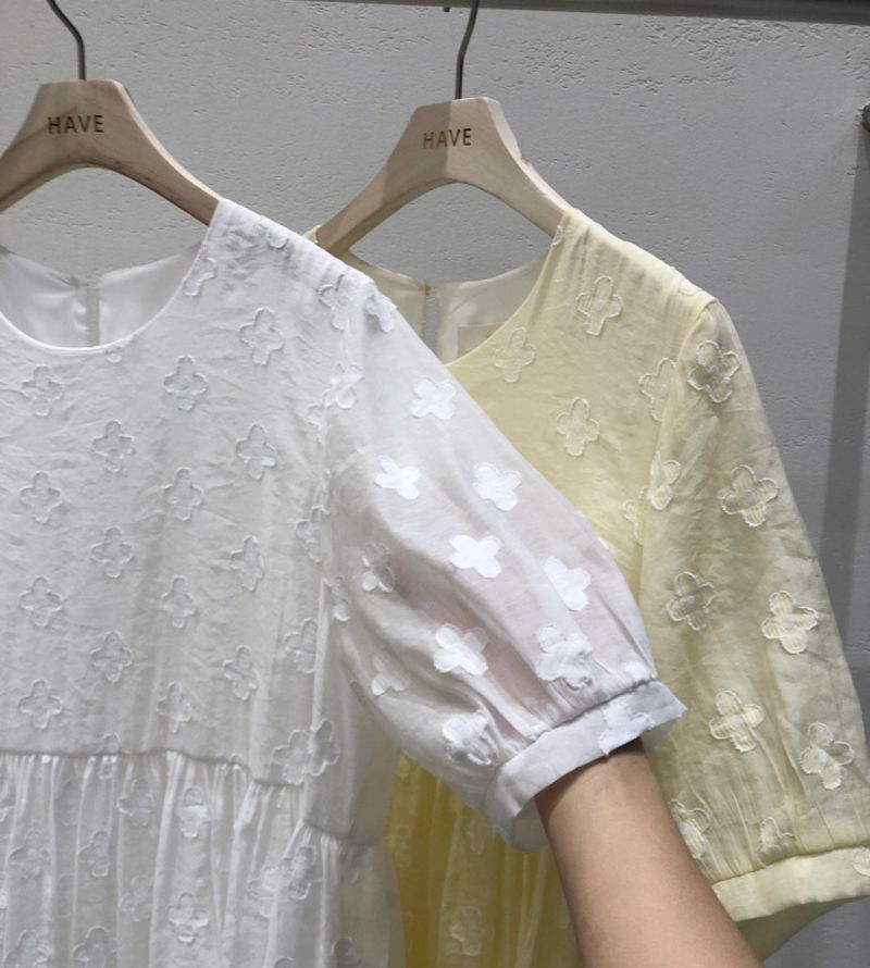 HAVE - Korean Women Fashion - #Kfashion - With Shirring Flower One-piece - 3