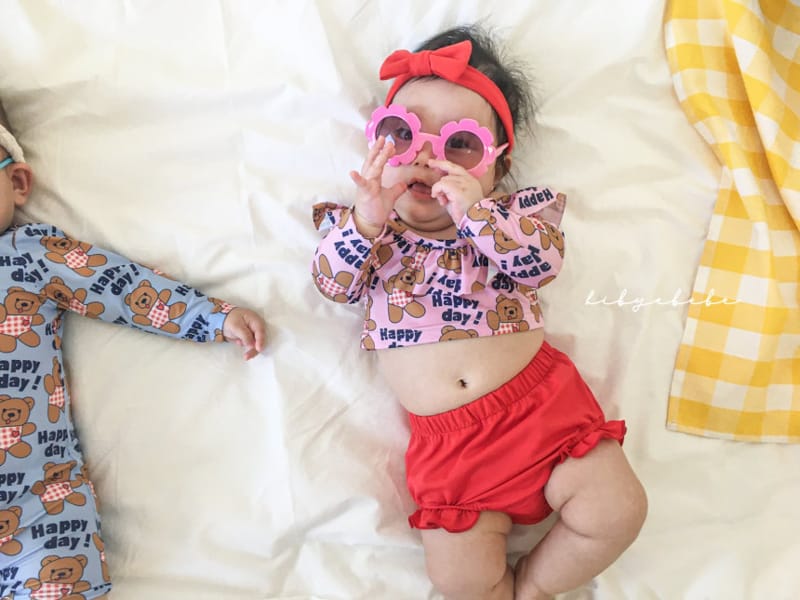 HI BYEBEBE - Korean Children Fashion - #Kfashion4kids - Pink Bear Swinwear with Hat - 3