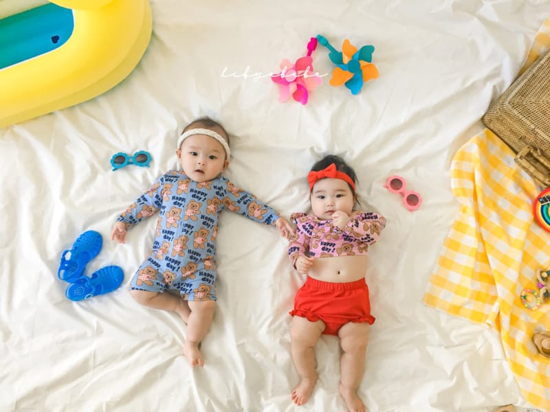 HI BYEBEBE - Korean Children Fashion - #Kfashion4kids - Blue Bear Swinwear with Hat