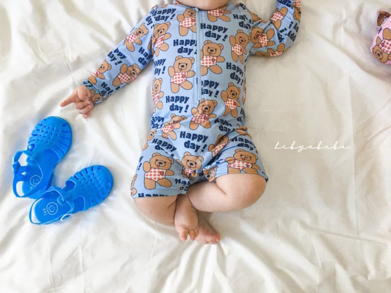 HI BYEBEBE - Korean Children Fashion - #Kfashion4kids - Blue Bear Swinwear with Hat - 2