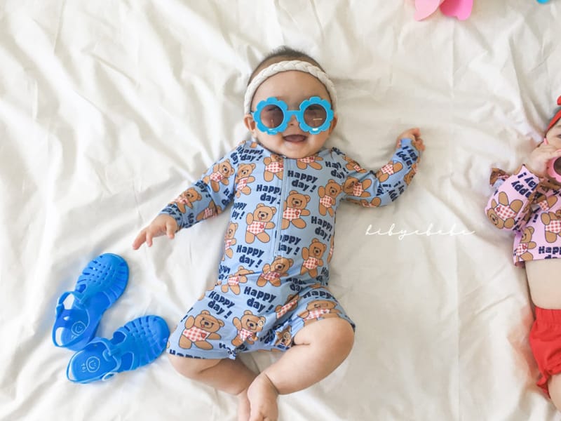 HI BYEBEBE - Korean Children Fashion - #Kfashion4kids - Blue Bear Swinwear with Hat - 3
