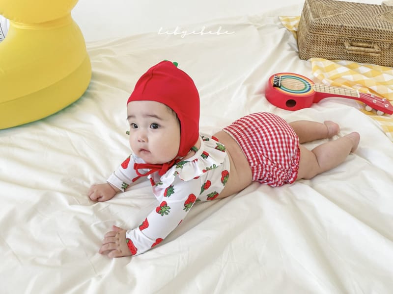 HI BYEBEBE - Korean Children Fashion - #Kfashion4kids - Berry Berry Swimwear with Hat - 3