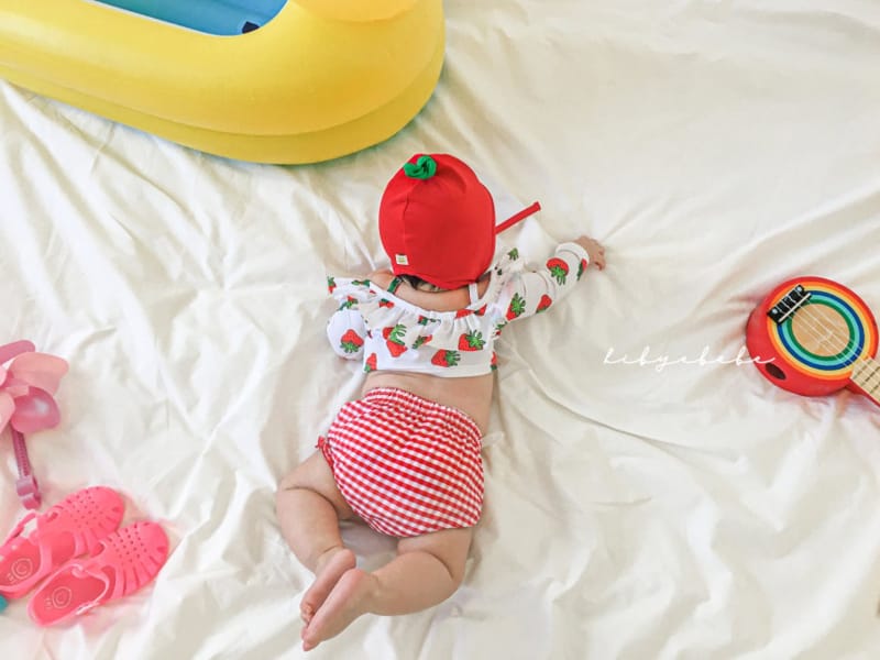 HI BYEBEBE - Korean Children Fashion - #Kfashion4kids - Berry Berry Swimwear with Hat - 7