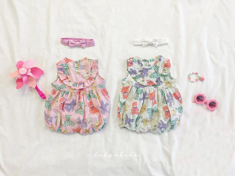 HI BYEBEBE - Korean Children Fashion - #Kfashion4kids - Here And There Bear Bodysuit - 2