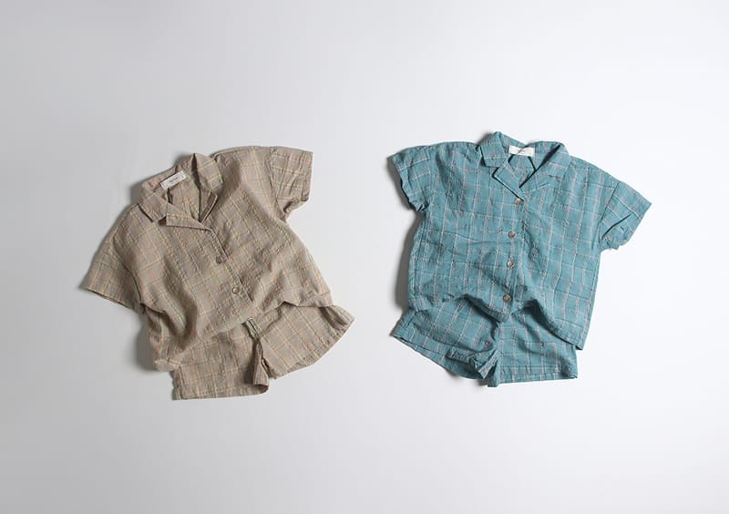 HYVAA - Korean Children Fashion - #Kfashion4kids - Holly Day Check Top Bottom Set - 2