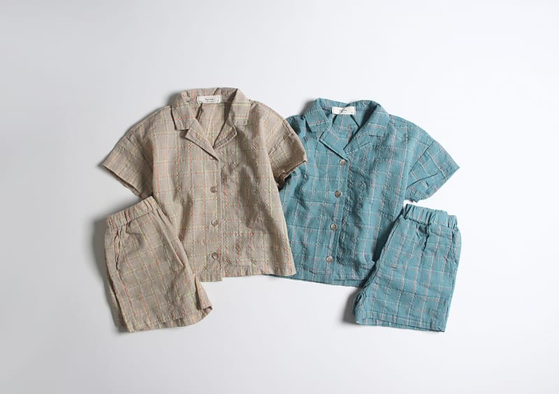 HYVAA - Korean Children Fashion - #Kfashion4kids - Holly Day Check Top Bottom Set - 3