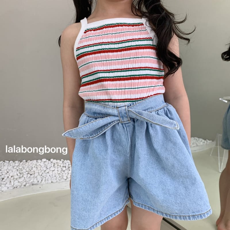 LALABONGBONG - Korean Children Fashion - #Kfashion4kids - Ribbon Denim Pants - 10