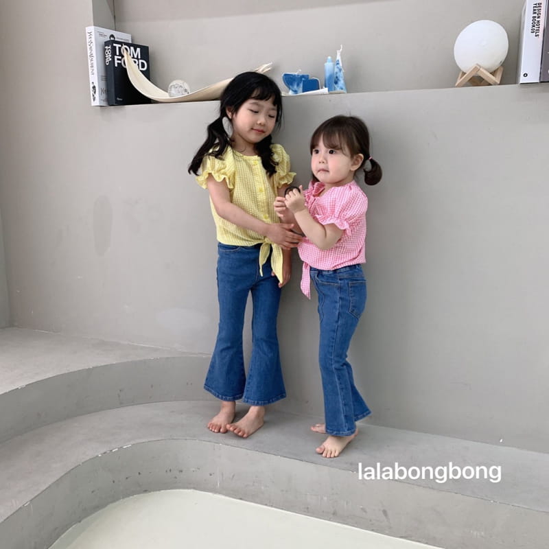LALABONGBONG - Korean Children Fashion - #Kfashion4kids - Bong Bong Denim Bootscut Pants - 6