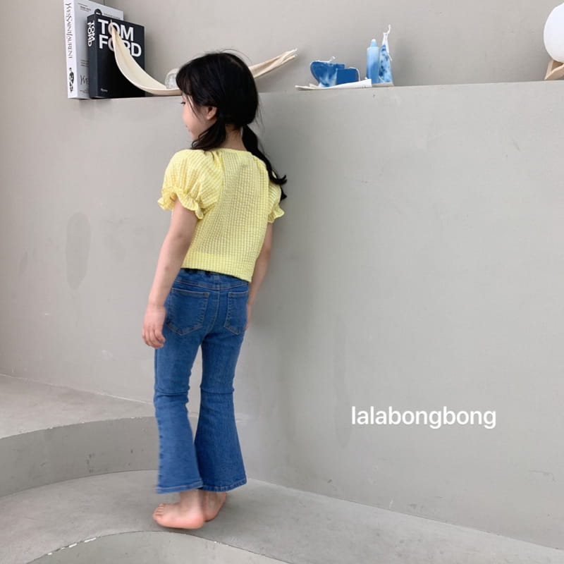 LALABONGBONG - Korean Children Fashion - #Kfashion4kids - Bong Bong Denim Bootscut Pants - 7