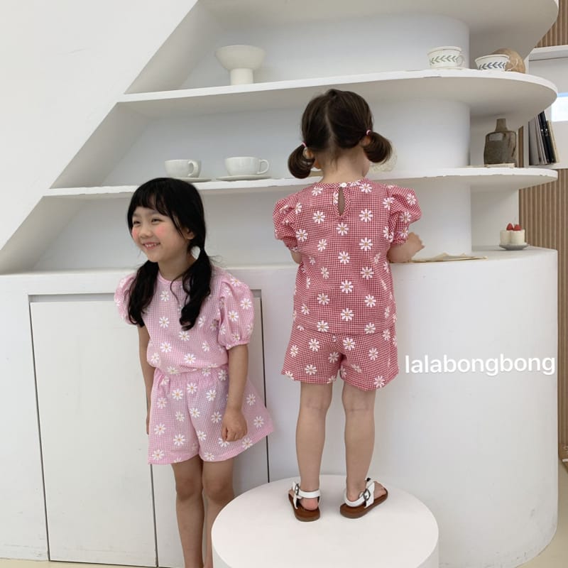 LALABONGBONG - Korean Children Fashion - #Kfashion4kids - Jijimi Flower Top Bottom Set - 3