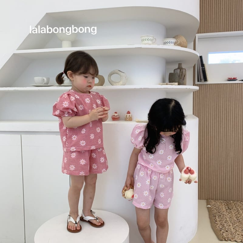 LALABONGBONG - Korean Children Fashion - #Kfashion4kids - Jijimi Flower Top Bottom Set - 5