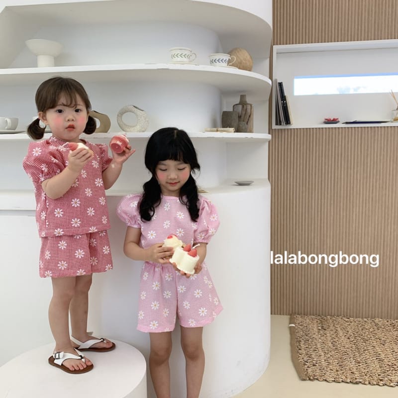 LALABONGBONG - Korean Children Fashion - #Kfashion4kids - Jijimi Flower Top Bottom Set - 6