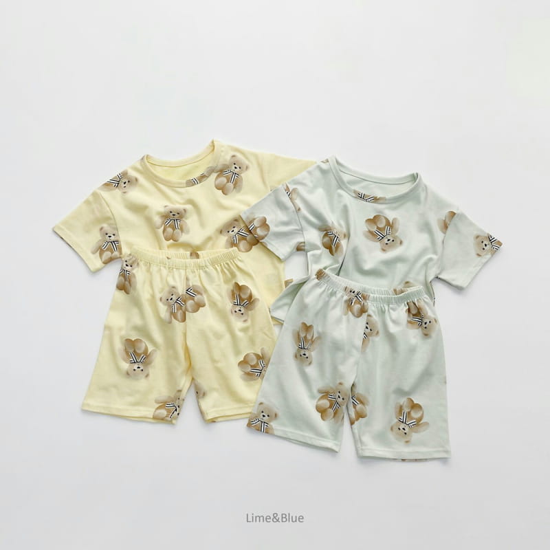 LIME & BLUE - Korean Children Fashion - #Kfashion4kids - Summer Teddy Bear Easywear - 6