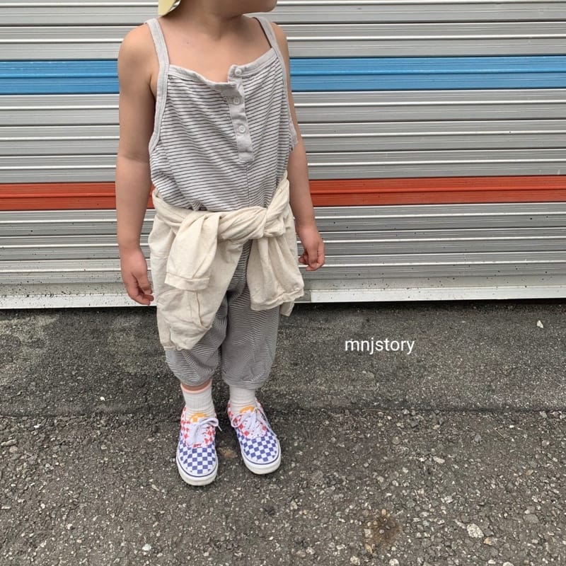M & J STORY - Korean Children Fashion - #Kfashion4kids - Stripes Dungarees - 12