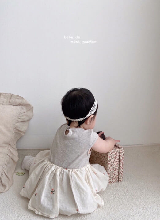 MINI POWDER - Korean Children Fashion - #Kfashion4kids - Tight Bending Embroidery Bodysuit - 4