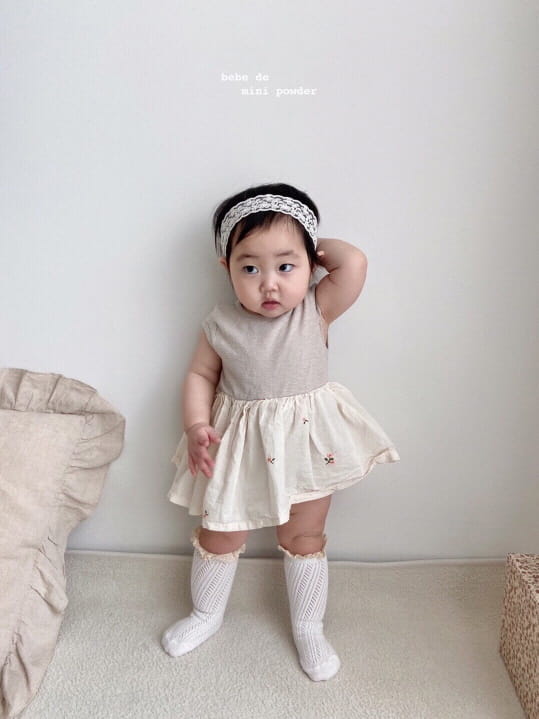 MINI POWDER - Korean Children Fashion - #Kfashion4kids - Tight Bending Embroidery Bodysuit - 5