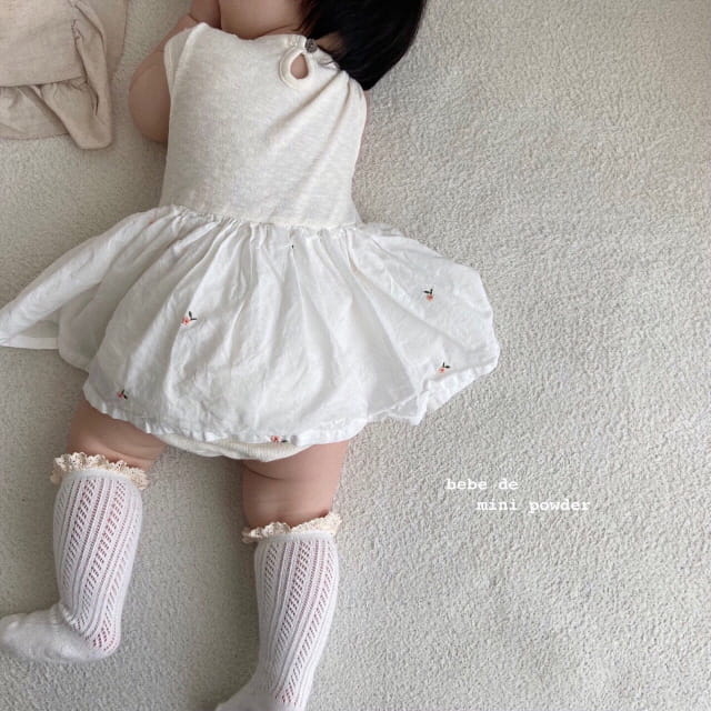 MINI POWDER - Korean Children Fashion - #Kfashion4kids - Tight Bending Embroidery Bodysuit - 7