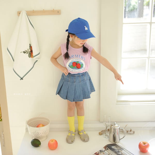MOMO ANN - Korean Children Fashion - #Kfashion4kids - Denim Wrinkle Skirt Shorts - 2