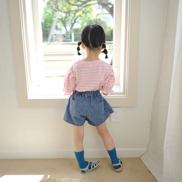 MOMO ANN - Korean Children Fashion - #Kfashion4kids - Denim Wrinkle Skirt Shorts - 7