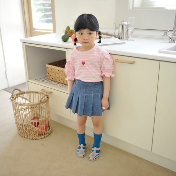MOMO ANN - Korean Children Fashion - #Kfashion4kids - Denim Wrinkle Skirt Shorts - 8
