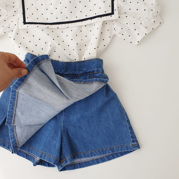 MOMO ANN - Korean Children Fashion - #Kfashion4kids - Denim Wrinkle Skirt Shorts - 9